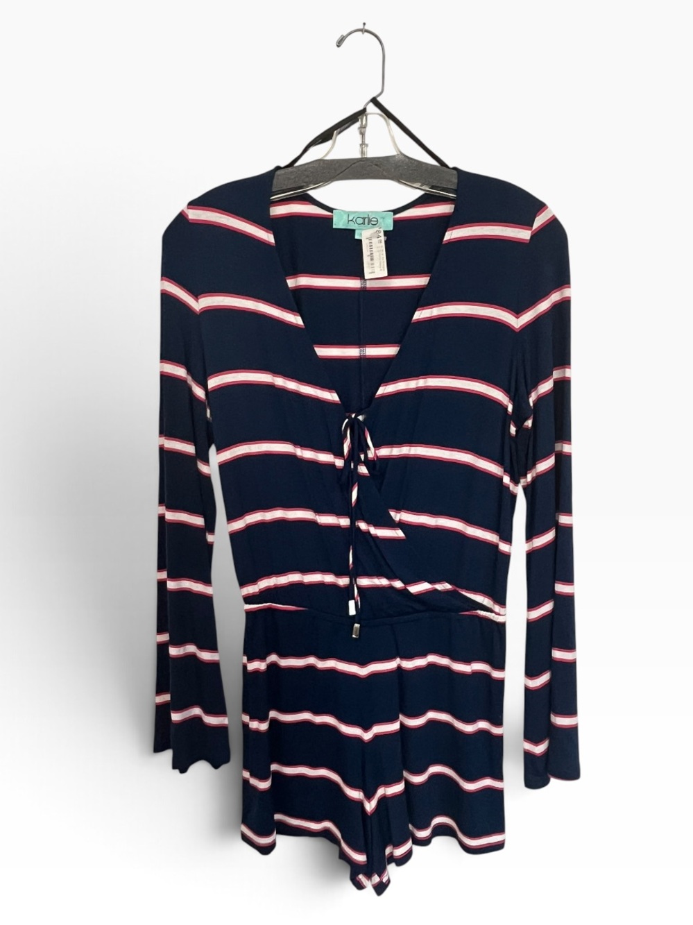 NWT Karlie | Pink White Stripes Navy Blue Knit Romper S